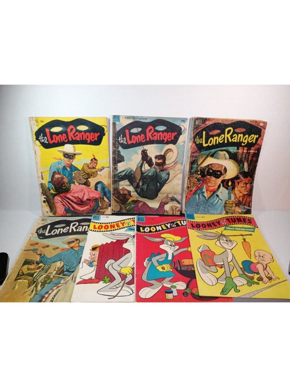 1960s Lot Of 7 THE LONE RANGER And Looney Tunes Clayton Moore Dell Comics